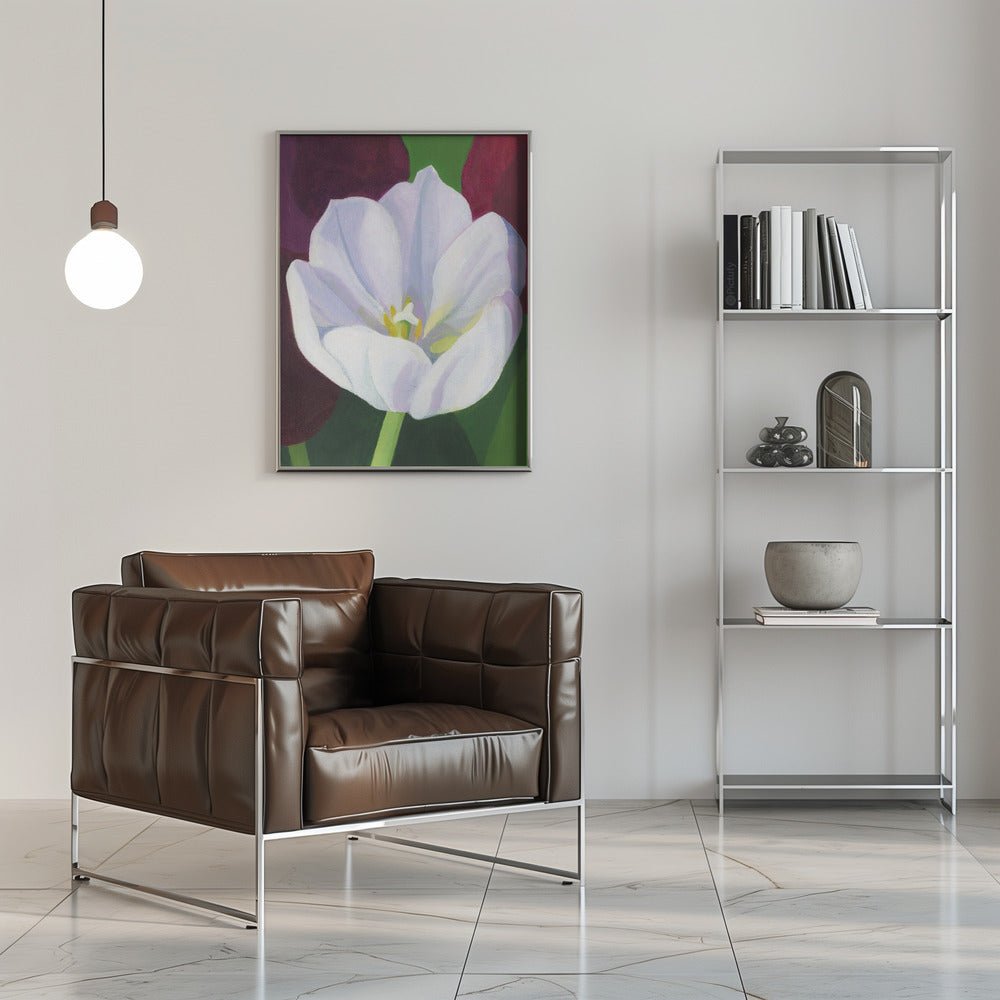 White Tulip - Stretched Canvas, Poster or Fine Art Print - I Heart Wall Art - Poster Print, Canvas Print or Framed Art Print