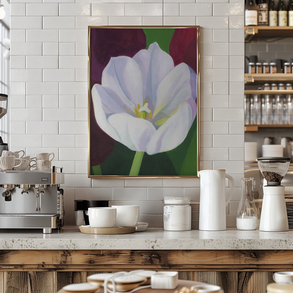 White Tulip - Stretched Canvas, Poster or Fine Art Print - I Heart Wall Art - Poster Print, Canvas Print or Framed Art Print