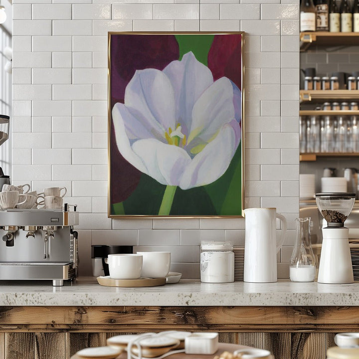 White Tulip - Stretched Canvas, Poster or Fine Art Print - I Heart Wall Art - Poster Print, Canvas Print or Framed Art Print