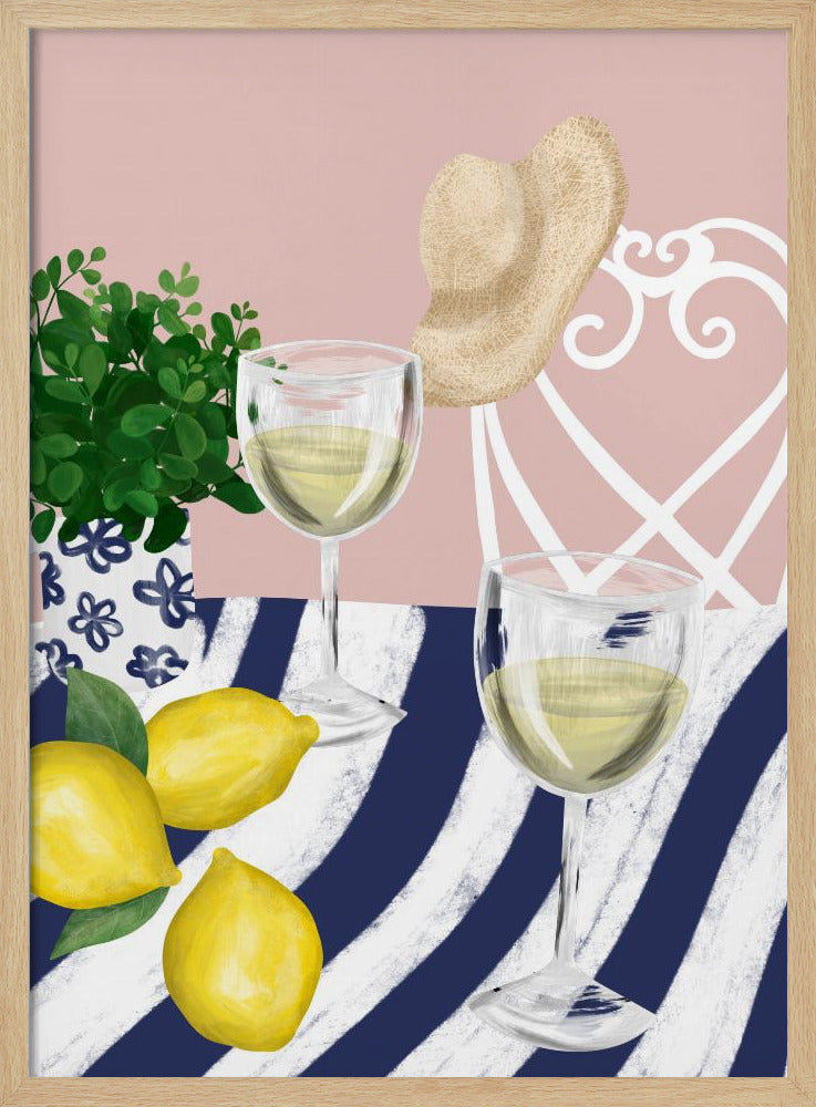 White wine for two - Stretched Canvas, Poster or Fine Art Print I Heart Wall Art