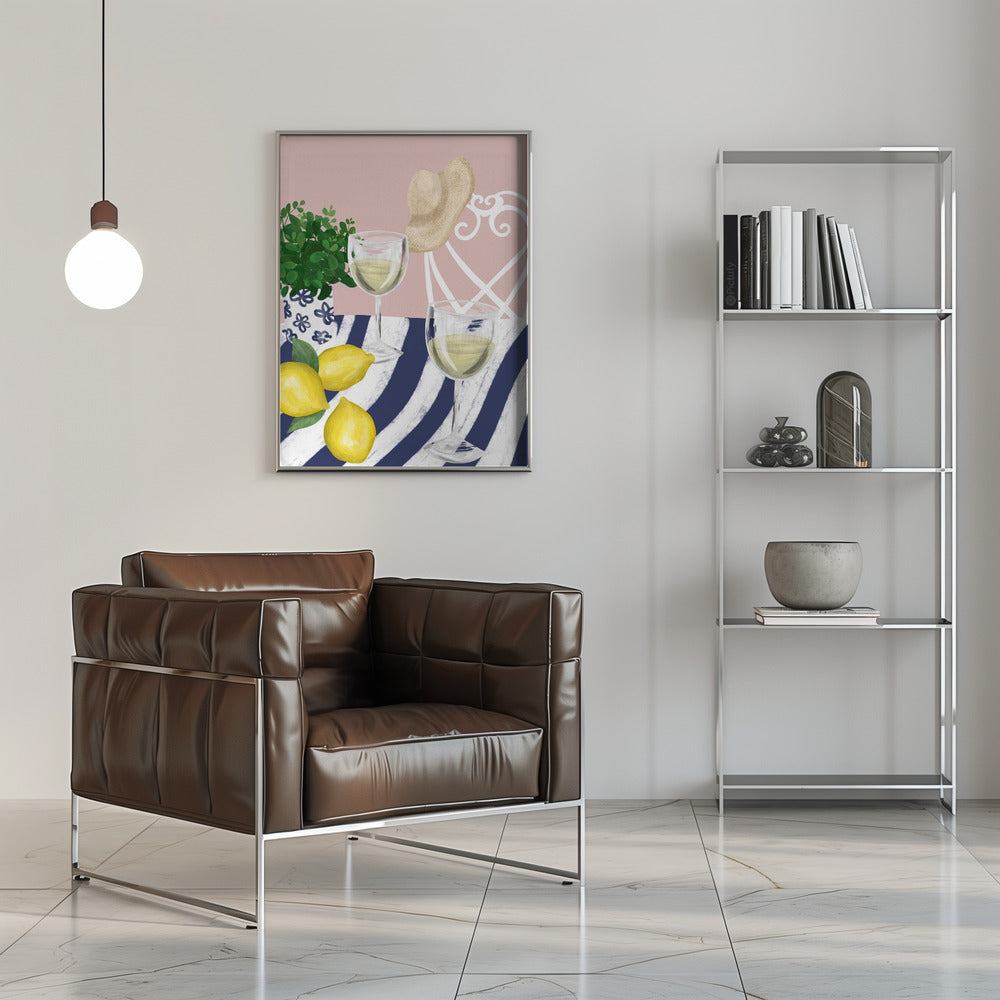 White wine for two - Stretched Canvas, Poster or Fine Art Print I Heart Wall Art