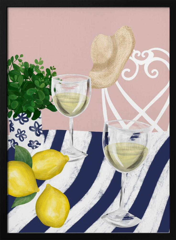 White wine for two - Stretched Canvas, Poster or Fine Art Print I Heart Wall Art