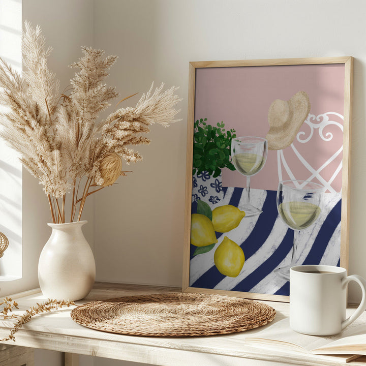 White wine for two - Stretched Canvas, Poster or Fine Art Print I Heart Wall Art