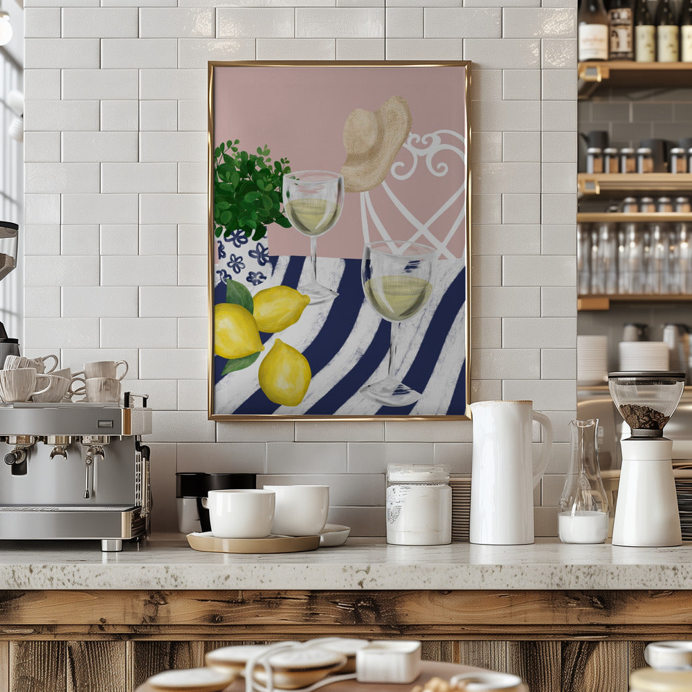 White wine for two - Stretched Canvas, Poster or Fine Art Print I Heart Wall Art