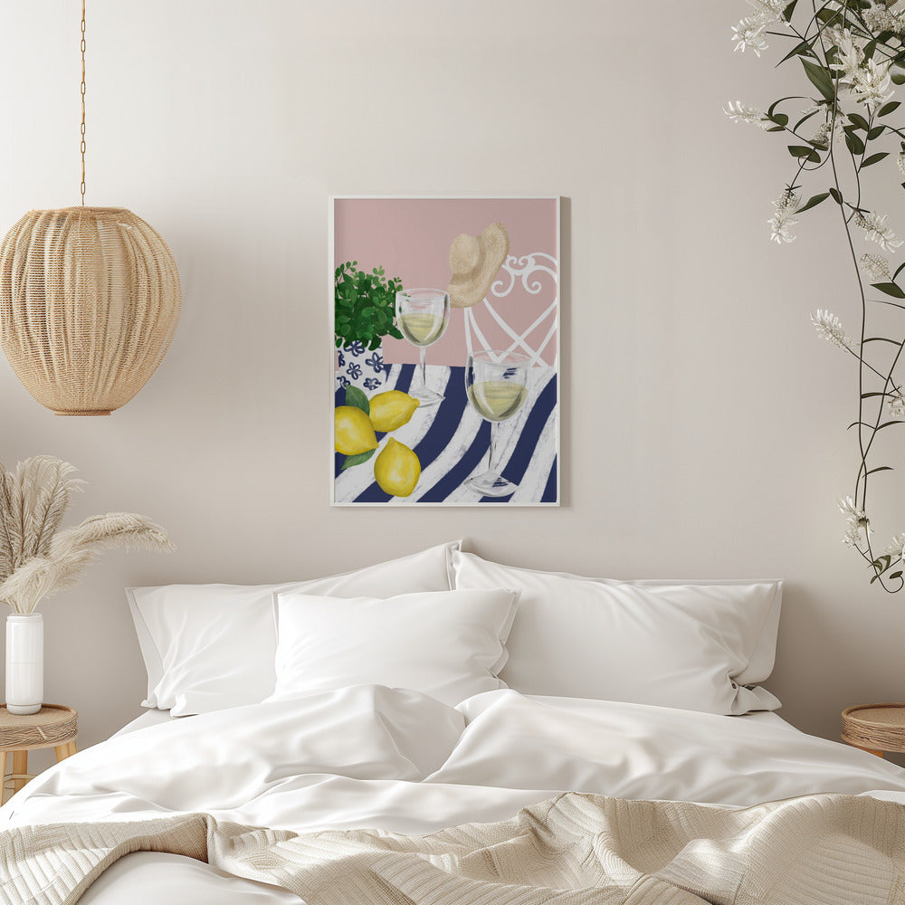 White wine for two - Stretched Canvas, Poster or Fine Art Print I Heart Wall Art