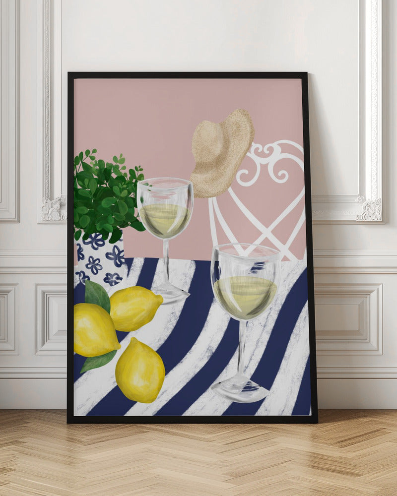 White wine for two - Stretched Canvas, Poster or Fine Art Print I Heart Wall Art