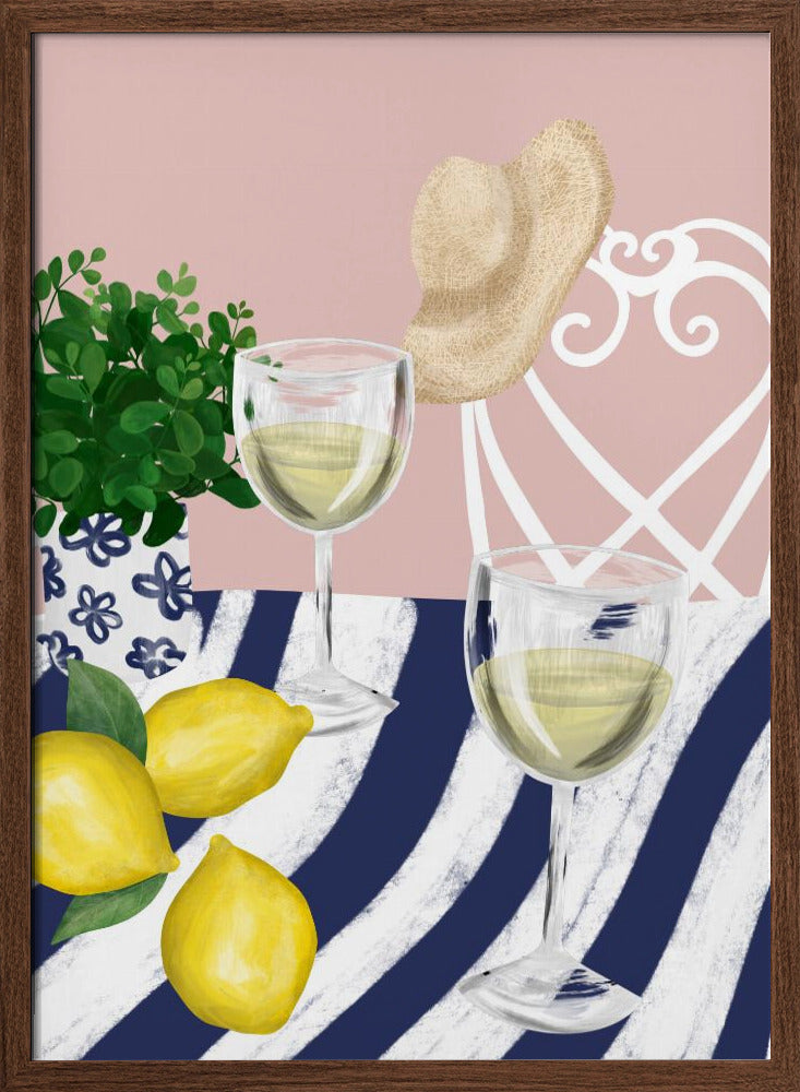 White wine for two - Stretched Canvas, Poster or Fine Art Print I Heart Wall Art