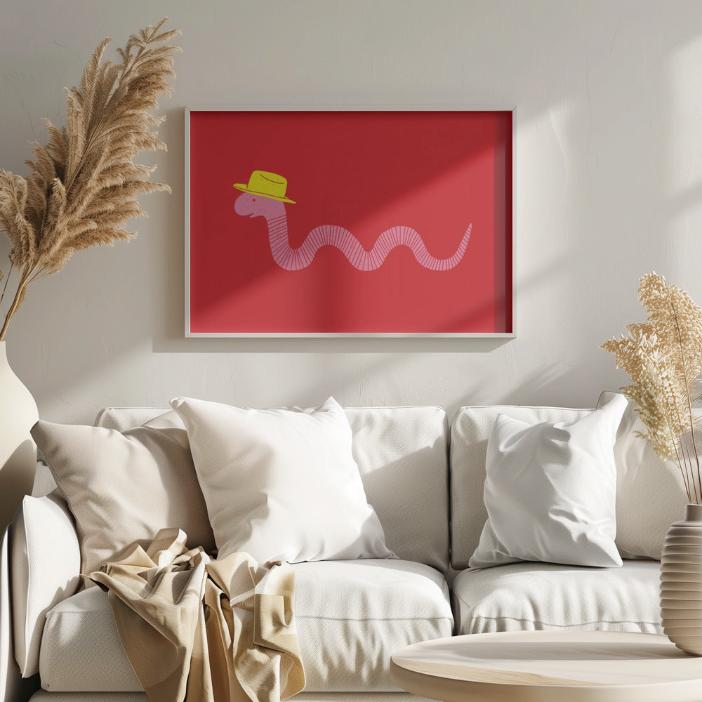 Wiggly Western Worm - Stretched Canvas, Poster or Fine Art Print I Heart Wall Art
