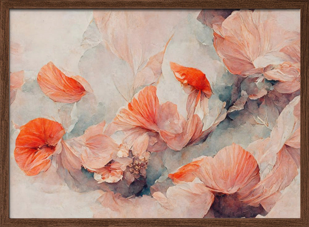 Wild Coral Flowers - Stretched Canvas, Poster or Fine Art Print I Heart Wall Art