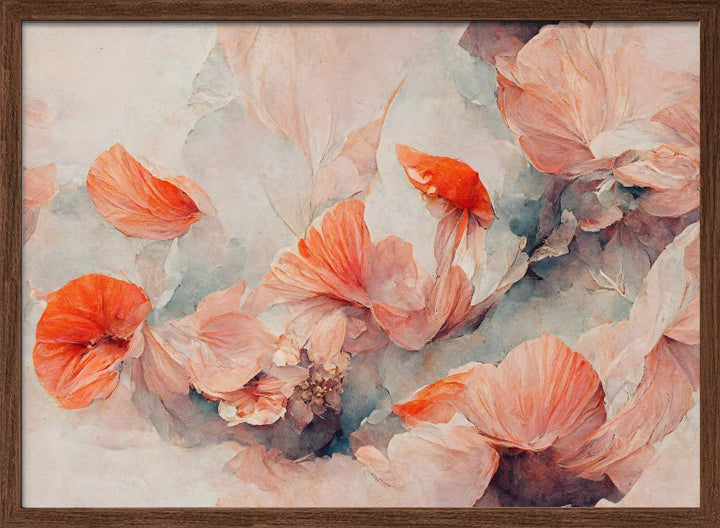 Wild Coral Flowers - Stretched Canvas, Poster or Fine Art Print I Heart Wall Art