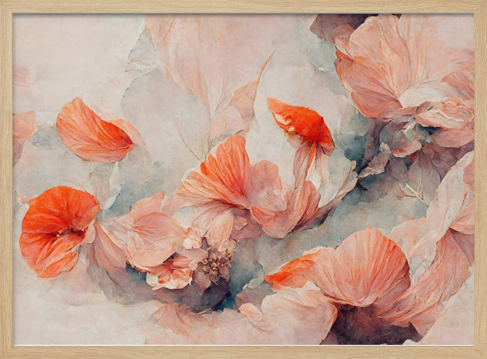 Wild Coral Flowers - Stretched Canvas, Poster or Fine Art Print I Heart Wall Art