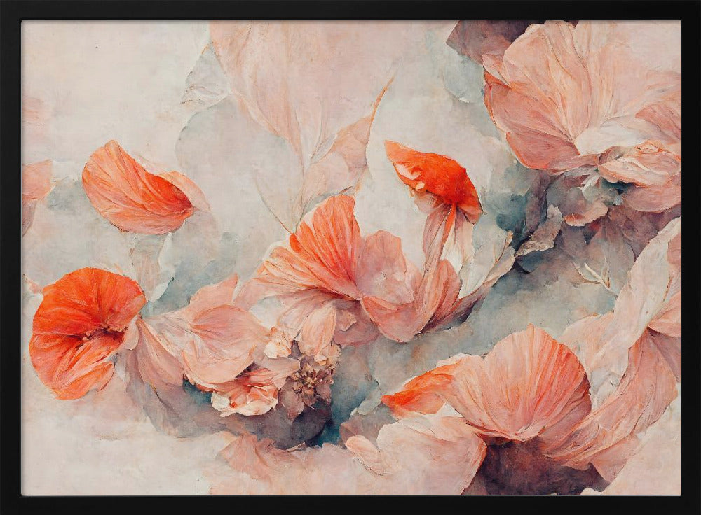 Wild Coral Flowers - Stretched Canvas, Poster or Fine Art Print I Heart Wall Art