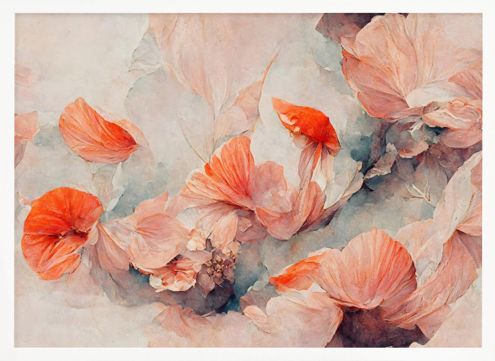 Wild Coral Flowers - Stretched Canvas, Poster or Fine Art Print I Heart Wall Art