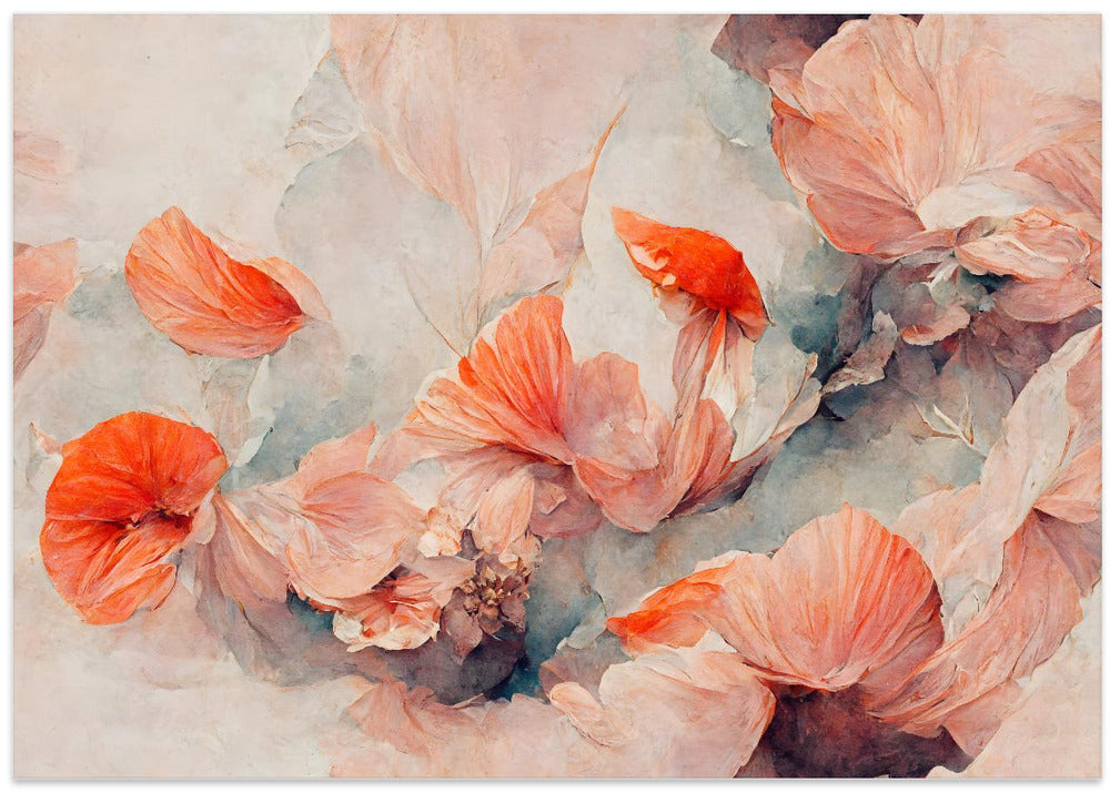 Wild Coral Flowers - Stretched Canvas, Poster or Fine Art Print I Heart Wall Art