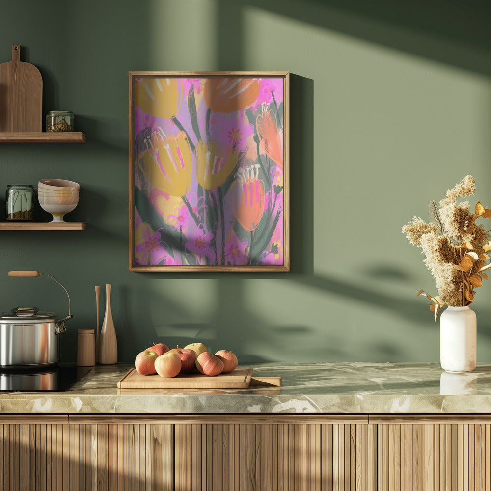 Wild Flower Field - Stretched Canvas, Poster or Fine Art Print I Heart Wall Art