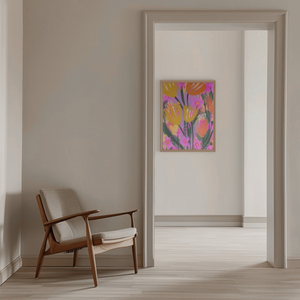 Wild Flower Field - Stretched Canvas, Poster or Fine Art Print I Heart Wall Art