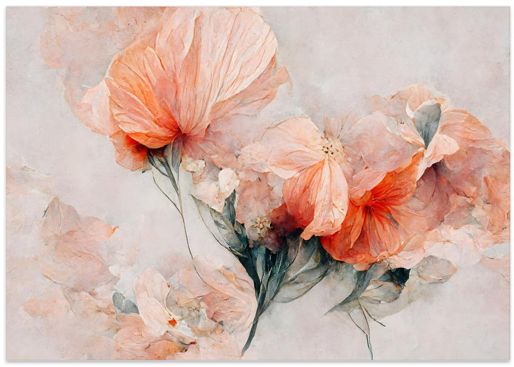 Wild Flowers On Beige Background - Stretched Canvas, Poster or Fine Art Print I Heart Wall Art