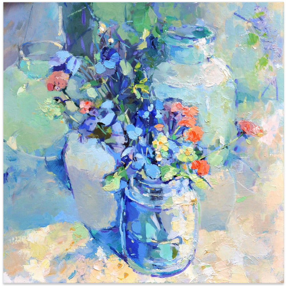Wild Flowers - Square Stretched Canvas, Poster or Fine Art Print I Heart Wall Art