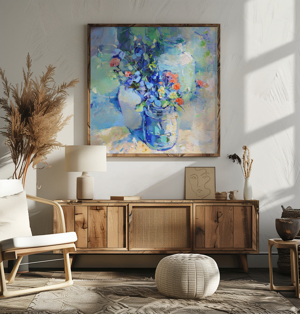 Wild Flowers - Square Stretched Canvas, Poster or Fine Art Print I Heart Wall Art
