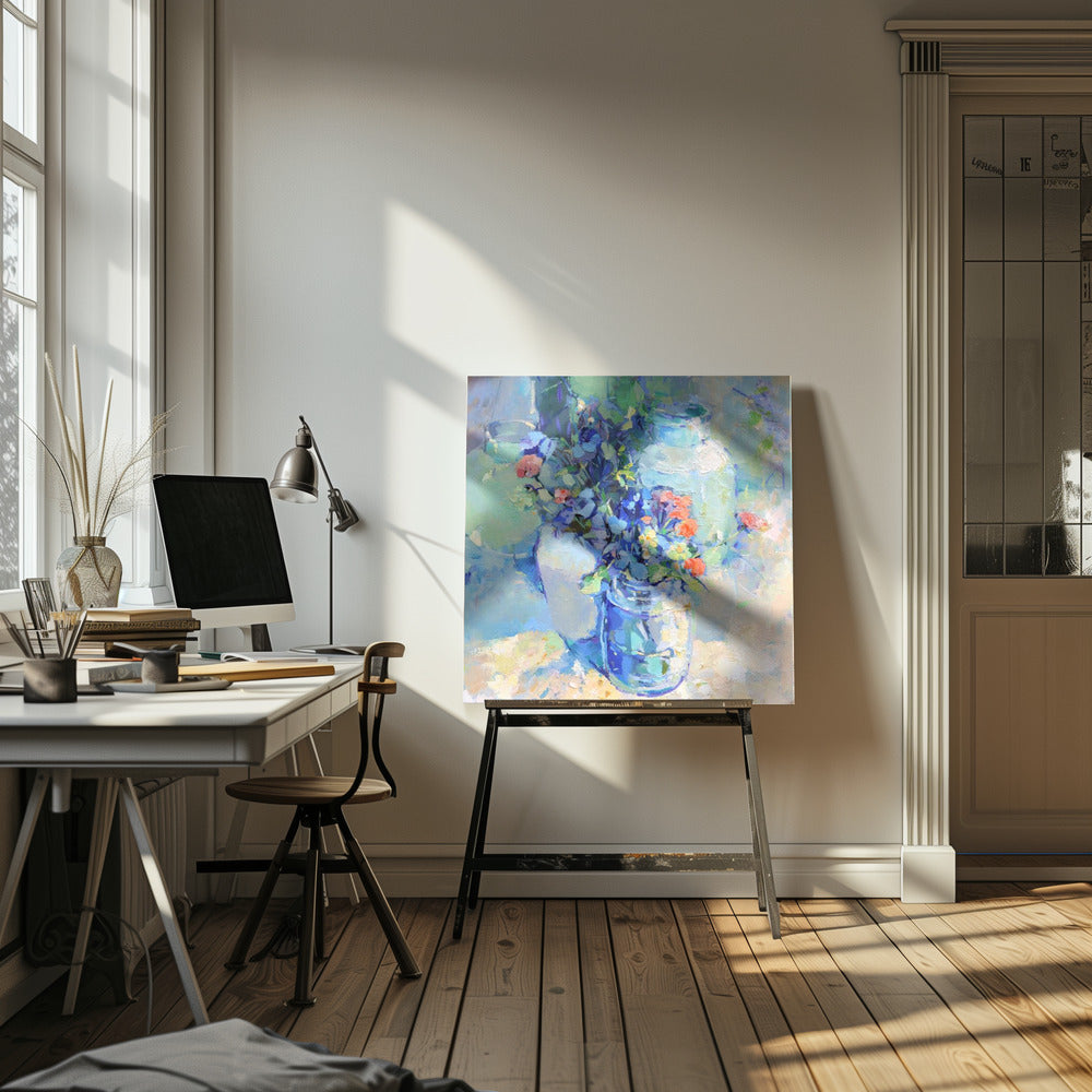 Wild Flowers - Square Stretched Canvas, Poster or Fine Art Print I Heart Wall Art