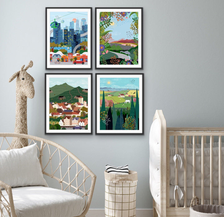 Wild - Illustration Of Wild Nature Scene for Kids Nursery - City Village Country Wild Set - I Heart Wall Art