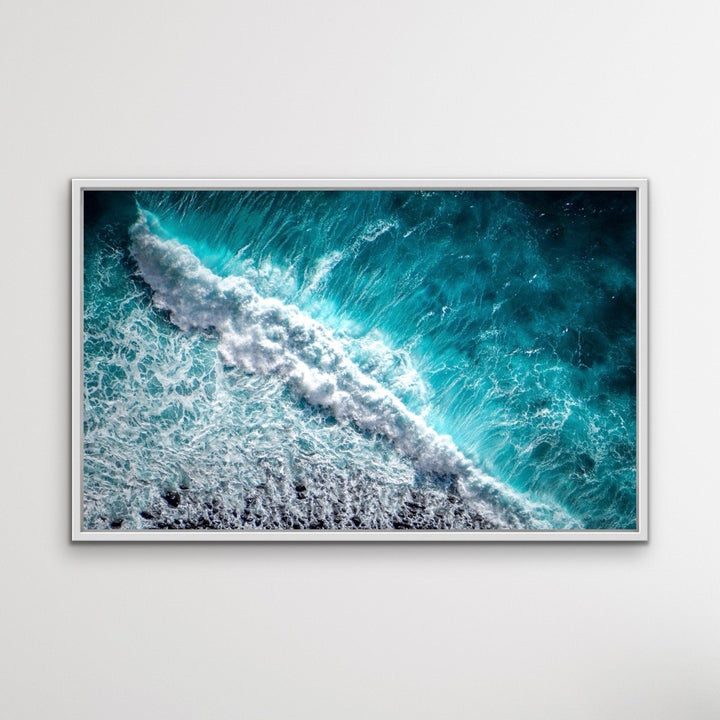 Wild Ocean- Ocean Wave Blue Stretched Canvas Wall Art Print - I Heart Wall Art