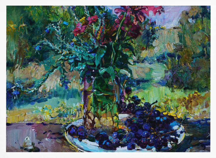 Wildflowers and grapes - Stretched Canvas, Poster or Fine Art Print - I Heart Wall Art - Poster Print, Canvas Print or Framed Art Print