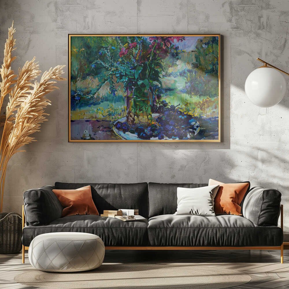 Wildflowers and grapes - Stretched Canvas, Poster or Fine Art Print - I Heart Wall Art - Poster Print, Canvas Print or Framed Art Print