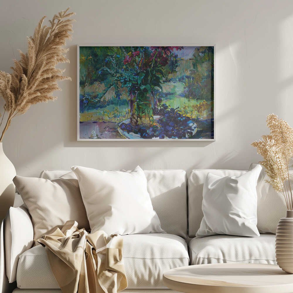 Wildflowers and grapes - Stretched Canvas, Poster or Fine Art Print - I Heart Wall Art - Poster Print, Canvas Print or Framed Art Print