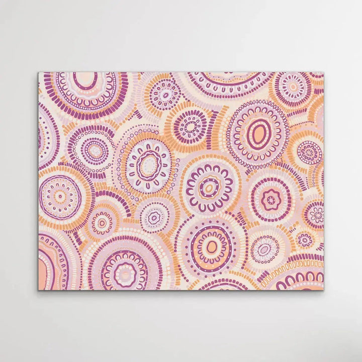 Wildflowers Blooming Gathering - Original  Aboriginal Art Print By Leah Cummins I Heart Wall Art Australia 