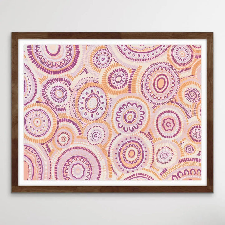 Wildflowers Blooming Gathering - Original  Aboriginal Art Print By Leah Cummins I Heart Wall Art Australia 