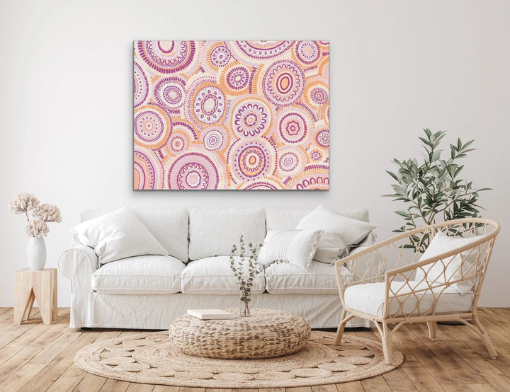 Wildflowers Blooming Gathering - Original  Aboriginal Art Print By Leah Cummins I Heart Wall Art Australia 