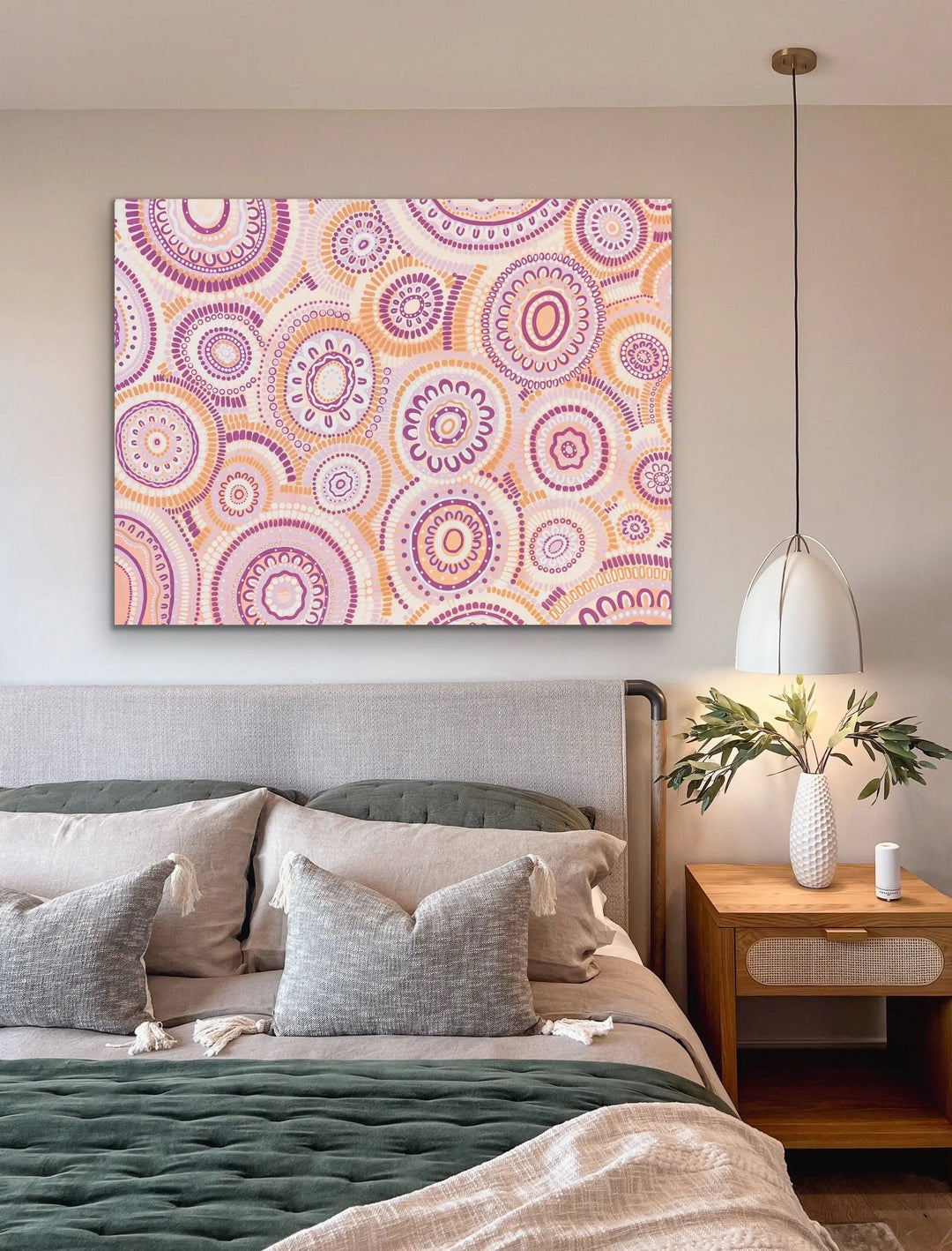 Wildflowers Blooming Gathering - Original  Aboriginal Art Print By Leah Cummins I Heart Wall Art Australia 