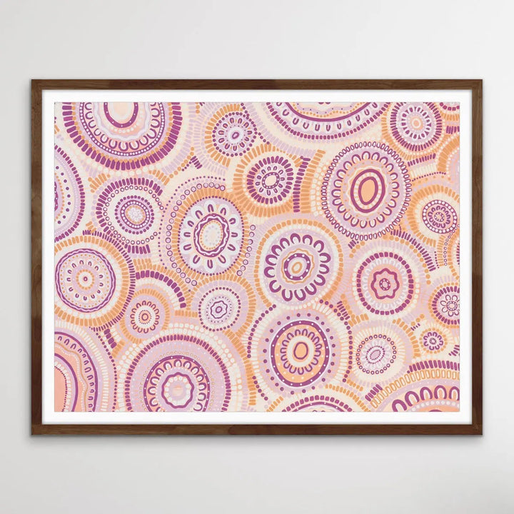 Wildflowers Blooming Gathering - Original  Aboriginal Art Print By Leah Cummins I Heart Wall Art Australia 