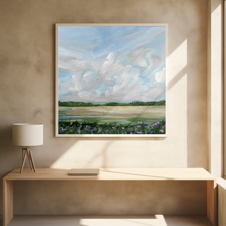 Wind &amp;amp; Wildflowers - Square Stretched Canvas, Poster or Fine Art Print I Heart Wall Art