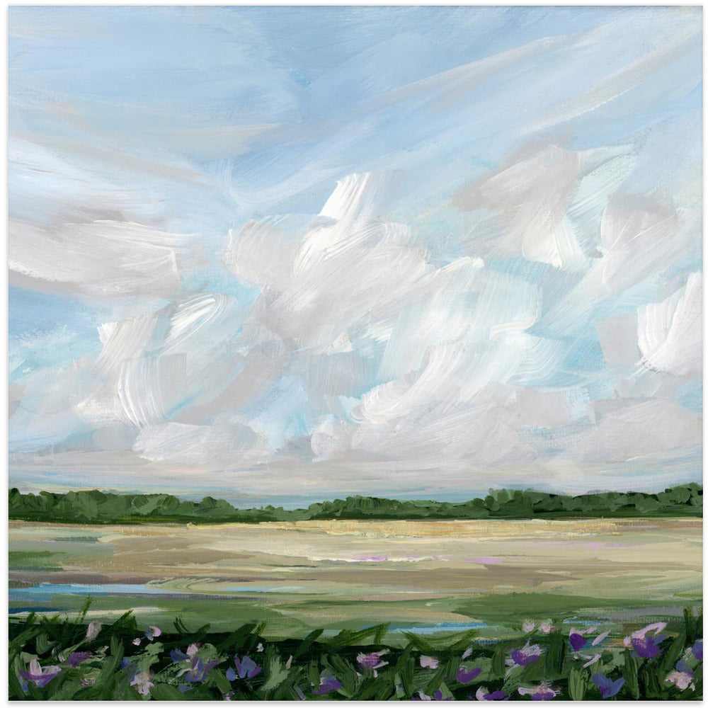 Wind &amp;amp; Wildflowers - Square Stretched Canvas, Poster or Fine Art Print I Heart Wall Art