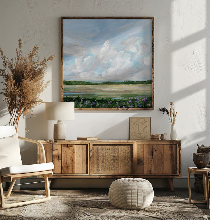 Wind &amp;amp; Wildflowers - Square Stretched Canvas, Poster or Fine Art Print I Heart Wall Art