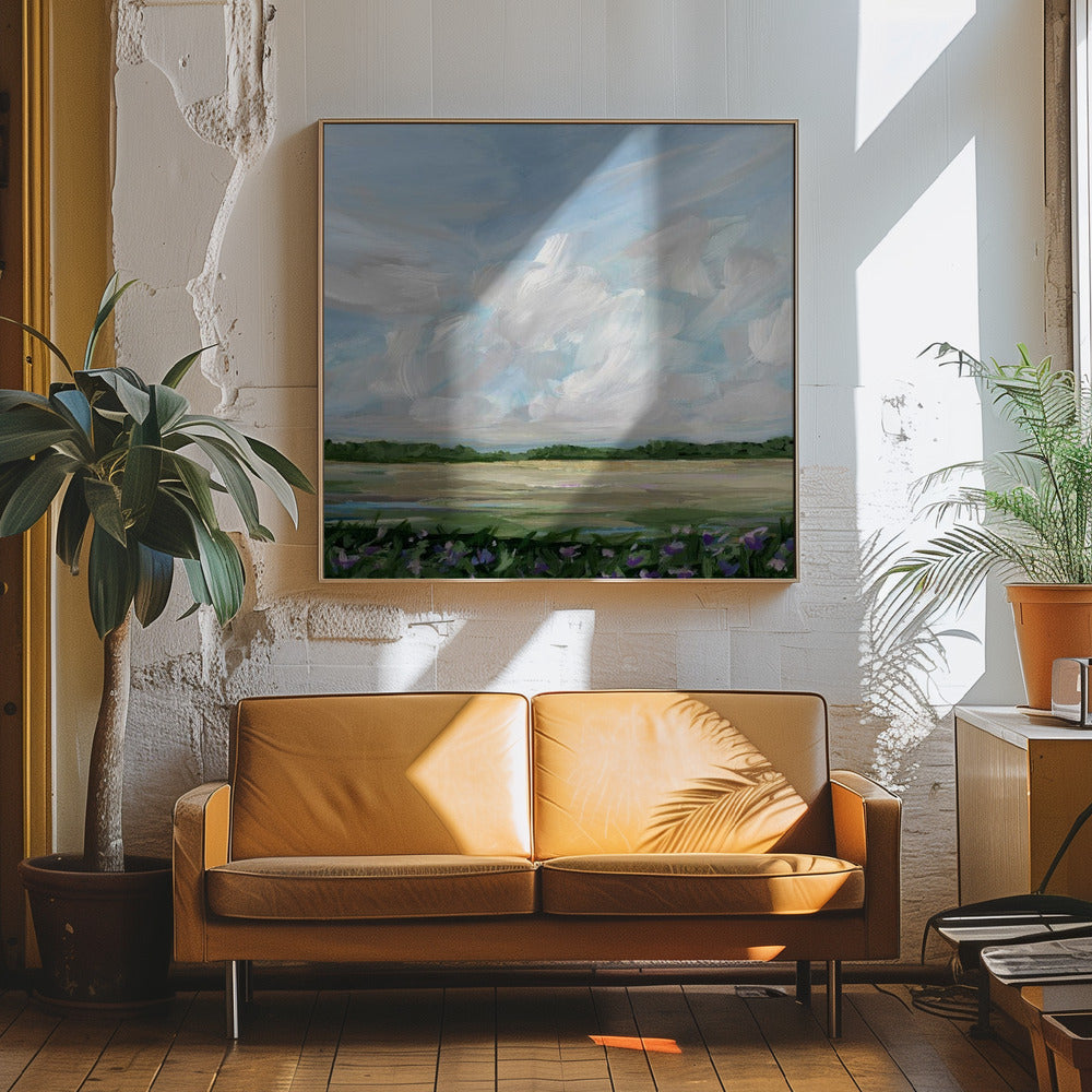 Wind &amp;amp; Wildflowers - Square Stretched Canvas, Poster or Fine Art Print I Heart Wall Art