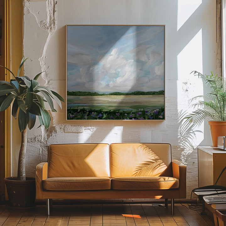 Wind &amp;amp; Wildflowers - Square Stretched Canvas, Poster or Fine Art Print I Heart Wall Art