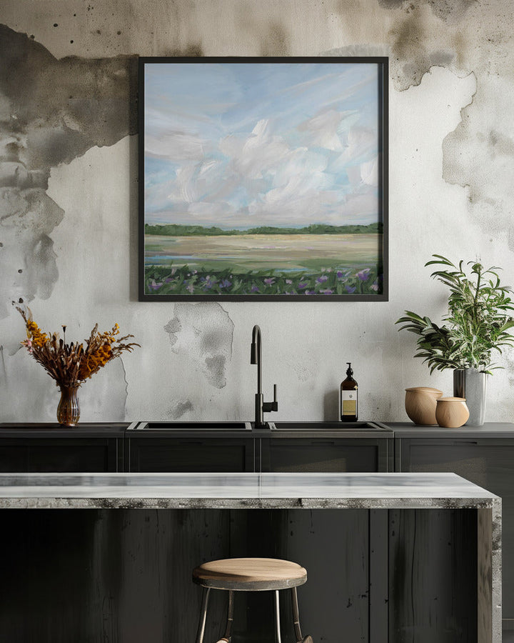 Wind &amp;amp; Wildflowers - Square Stretched Canvas, Poster or Fine Art Print I Heart Wall Art