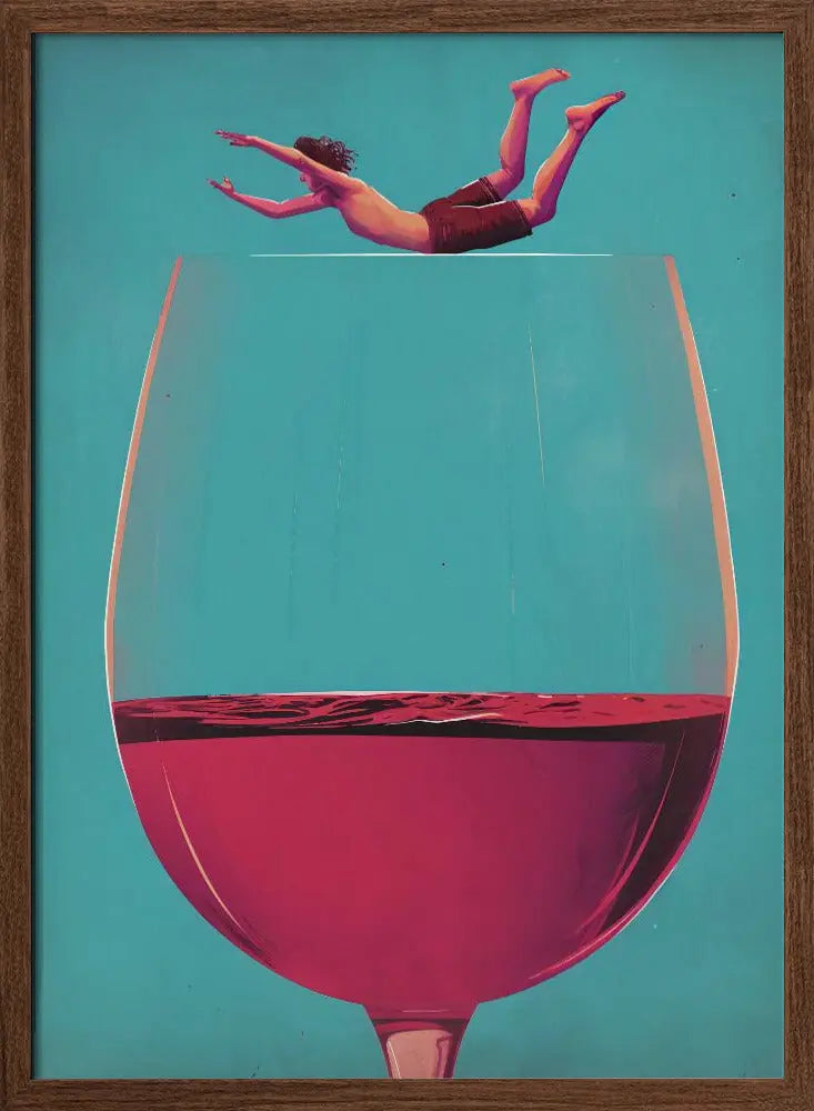 Wine Dive - Stretched Canvas, Poster or Fine Art Print I Heart Wall Art