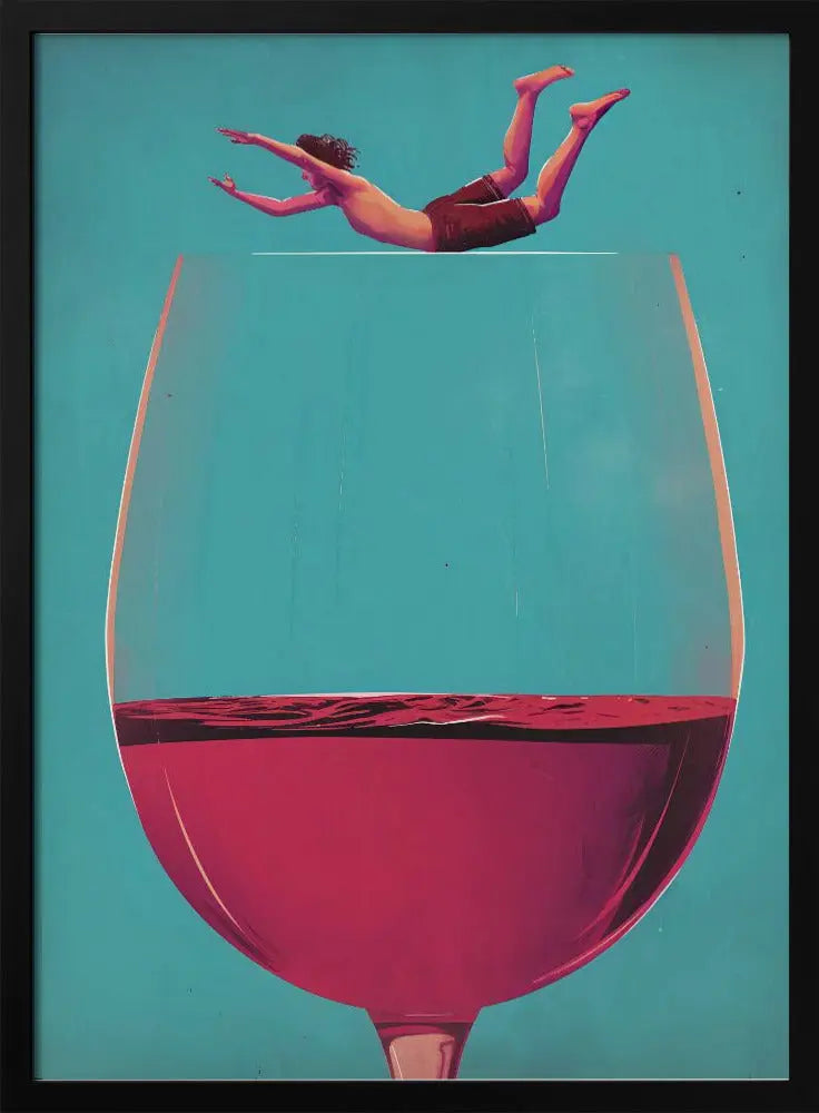 Wine Dive - Stretched Canvas, Poster or Fine Art Print I Heart Wall Art