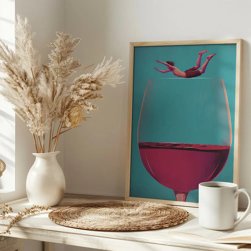 Wine Dive - Stretched Canvas, Poster or Fine Art Print I Heart Wall Art