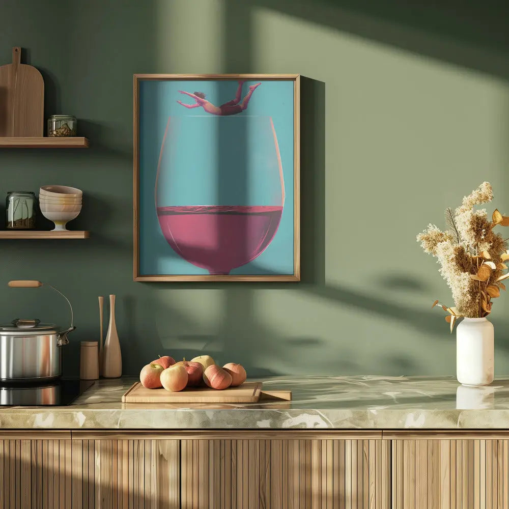 Wine Dive - Stretched Canvas, Poster or Fine Art Print I Heart Wall Art
