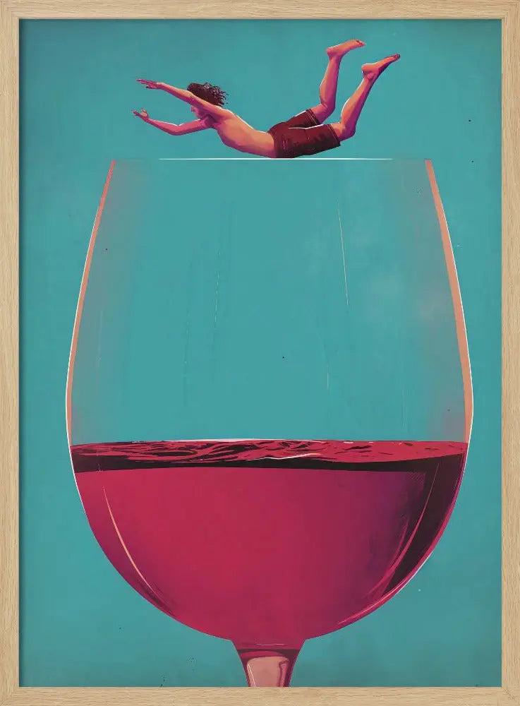Wine Dive - Stretched Canvas, Poster or Fine Art Print I Heart Wall Art