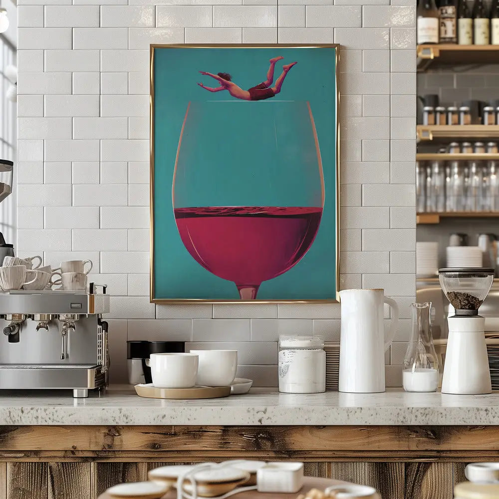 Wine Dive - Stretched Canvas, Poster or Fine Art Print I Heart Wall Art