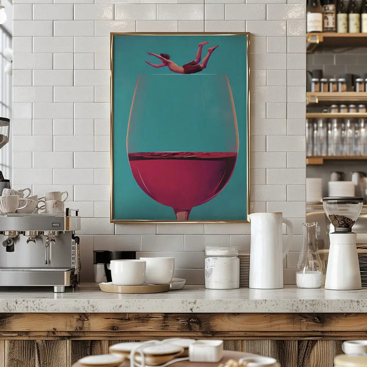 Wine Dive - Stretched Canvas, Poster or Fine Art Print I Heart Wall Art