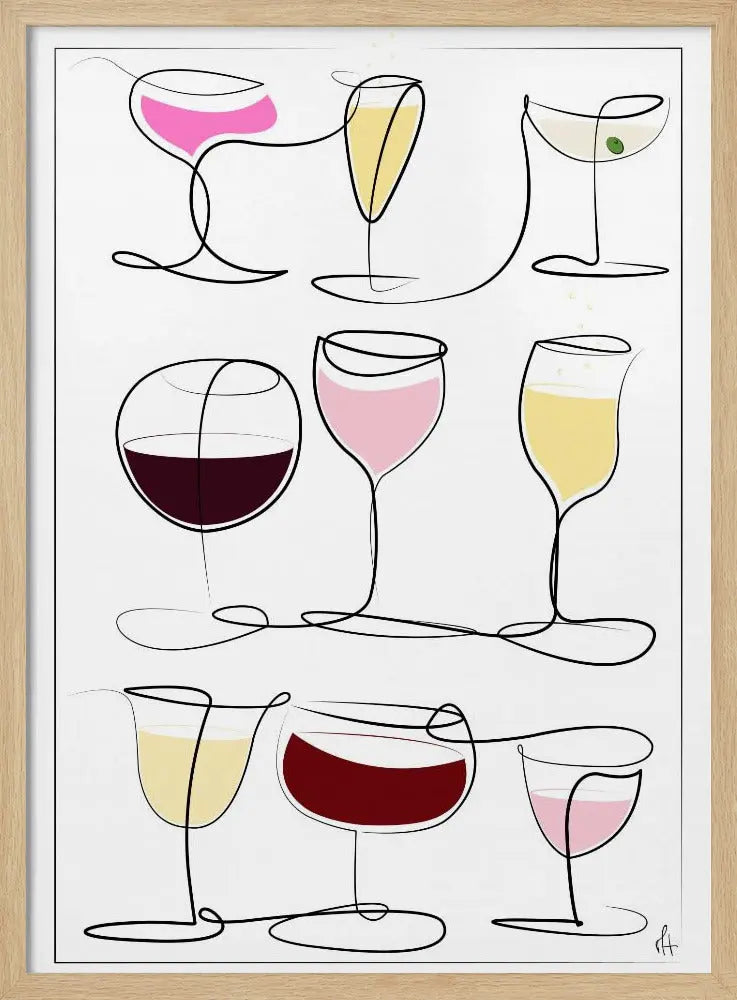 Wine &amp; Drinks - Stretched Canvas, Poster or Fine Art Print I Heart Wall Art
