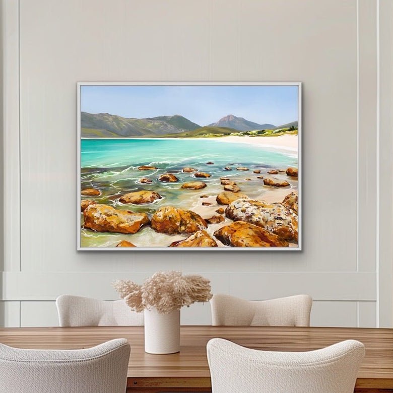 Wineglass Bay - Tasmania Landscape Coastal Stretched Canvas, Poster or Fine Art Print - I Heart Wall Art - Poster Print, Canvas Print or Framed Art Print