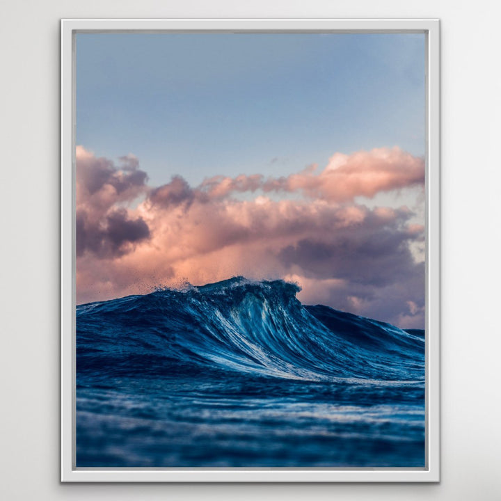 Winter Wave - Blue and Pink Rolling Wave Photographic Art Print Canvas Art - I Heart Wall Art